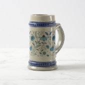 Chinoiserie Blue Echinacea Pattern ビールジョッキ (正面右)