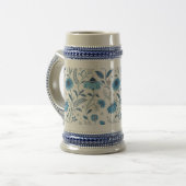 Chinoiserie Blue Echinacea Pattern ビールジョッキ (正面左)