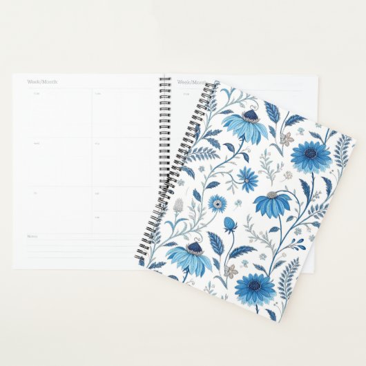 Chinoiserie Blue Echinacea Pattern プランナー手帳 (ディスプレー)