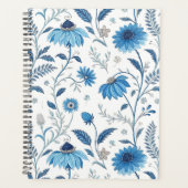 Chinoiserie Blue Echinacea Pattern プランナー手帳 (正面)