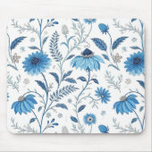 Chinoiserie Blue Echinacea Pattern マウスパッド (正面)