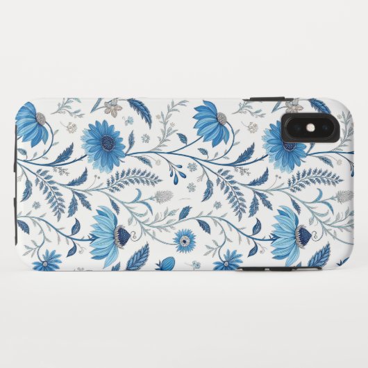 Chinoiserie Blue Echinacea Pattern Case-Mate iPhoneケース (裏面(横))