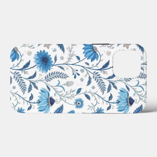 Chinoiserie Blue Echinacea Pattern Case-Mate iPhoneケース (裏面 (横))