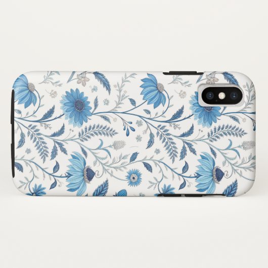 Chinoiserie Blue Echinacea Pattern Case-Mate iPhoneケース (裏面(横))