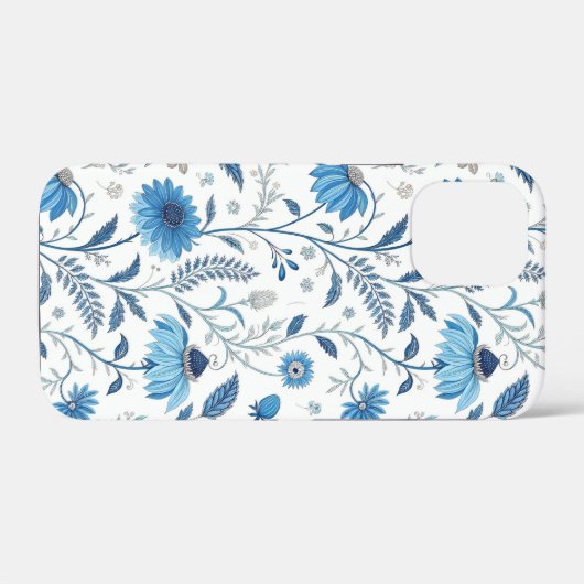 Chinoiserie Blue Echinacea Pattern Case-Mate iPhoneケース (裏面 (横))