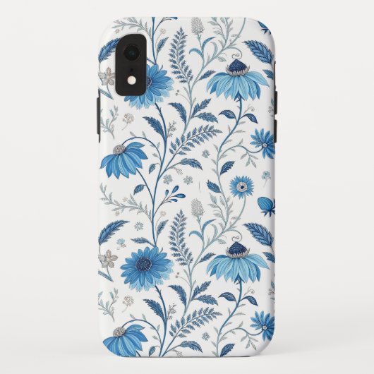 Chinoiserie Blue Echinacea Pattern Case-Mate iPhoneケース (裏面)