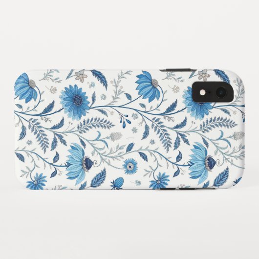 Chinoiserie Blue Echinacea Pattern Case-Mate iPhoneケース (裏面(横))