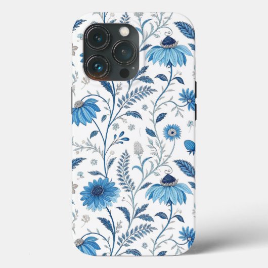 Chinoiserie Blue Echinacea Pattern Case-Mate iPhoneケース (裏面)