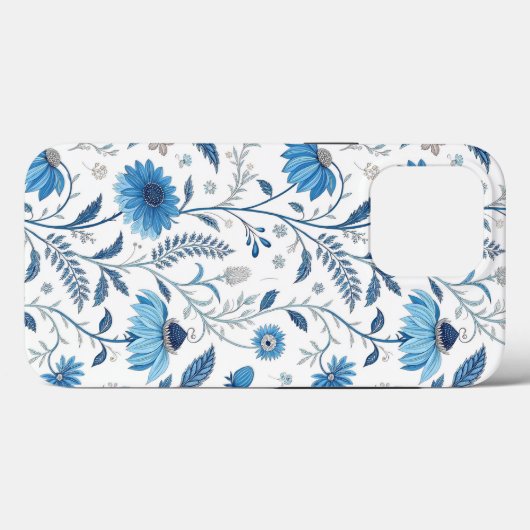 Chinoiserie Blue Echinacea Pattern Case-Mate iPhoneケース (裏面 (横))