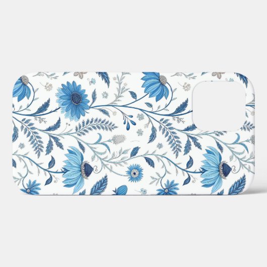 Chinoiserie Blue Echinacea Pattern Case-Mate iPhoneケース (裏面 (横))