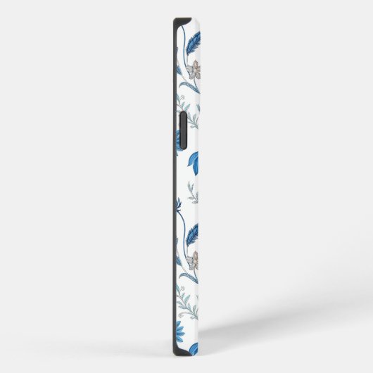 Chinoiserie Blue Echinacea Pattern iPhoneケース (右側面)