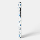 Chinoiserie Blue Echinacea Pattern iPhoneケース (左側面)