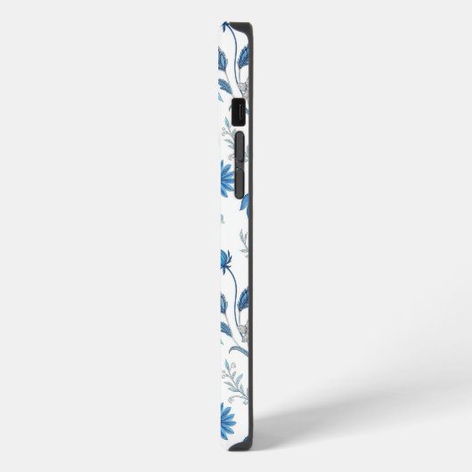 Chinoiserie Blue Echinacea Pattern iPhoneケース (左側面)