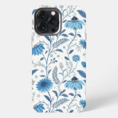 Chinoiserie Blue Echinacea Pattern iPhoneケース (裏面)