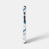 Chinoiserie Blue Echinacea Pattern iPhoneケース (左側面)