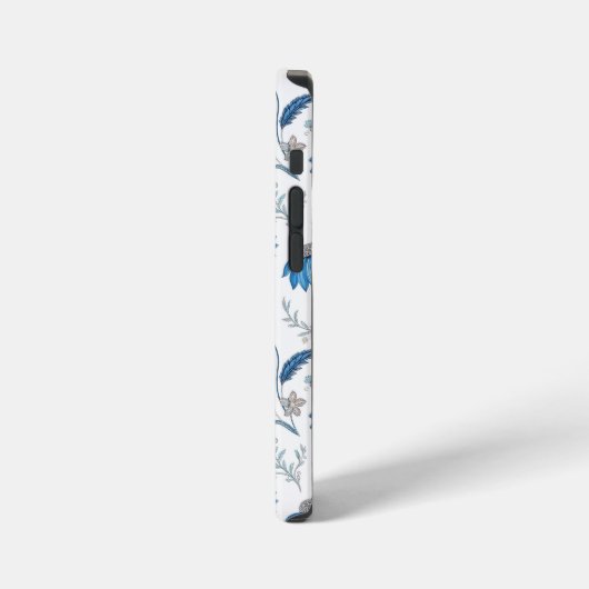 Chinoiserie Blue Echinacea Pattern iPhoneケース (左側面)