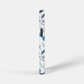 Chinoiserie Blue Echinacea Pattern iPhoneケース (右側面)
