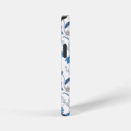 Chinoiserie Blue Echinacea Pattern iPhoneケース (右側面)