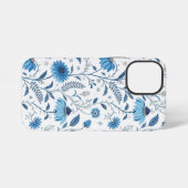 Chinoiserie Blue Echinacea Pattern iPhoneケース (裏面横)
