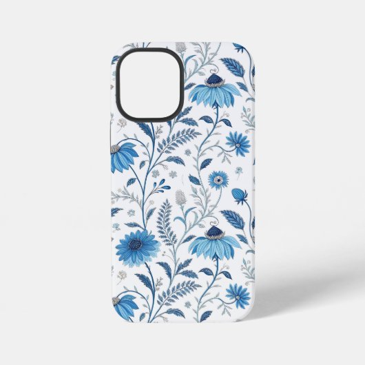 Chinoiserie Blue Echinacea Pattern iPhoneケース (裏面)