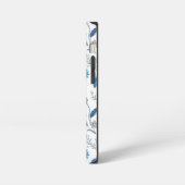 Chinoiserie Blue Echinacea Pattern iPhoneケース (左側面)
