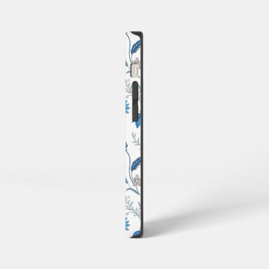 Chinoiserie Blue Echinacea Pattern iPhoneケース (左側面)
