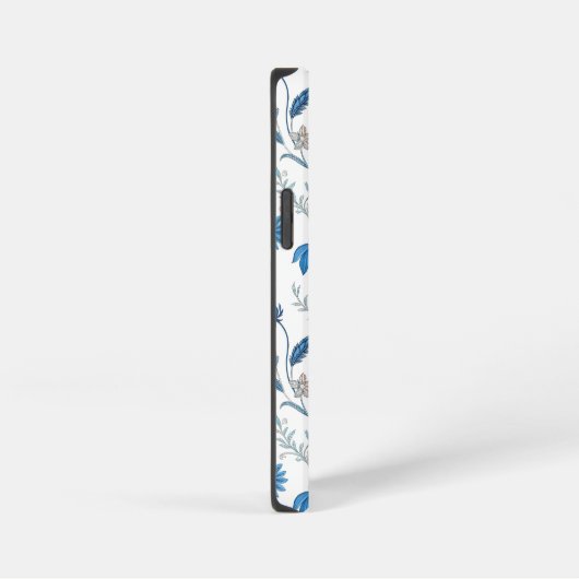 Chinoiserie Blue Echinacea Pattern iPhoneケース (右側面)
