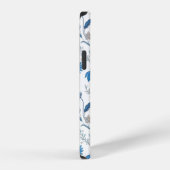 Chinoiserie Blue Echinacea Pattern iPhoneケース (右側面)
