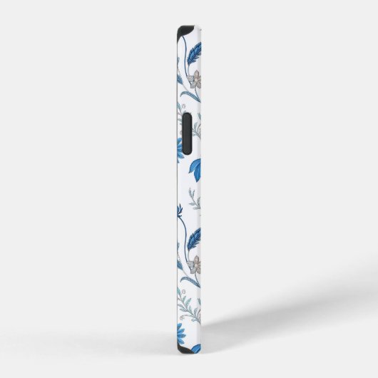 Chinoiserie Blue Echinacea Pattern iPhoneケース (右側面)