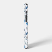 Chinoiserie Blue Echinacea Pattern iPhoneケース (左側面)