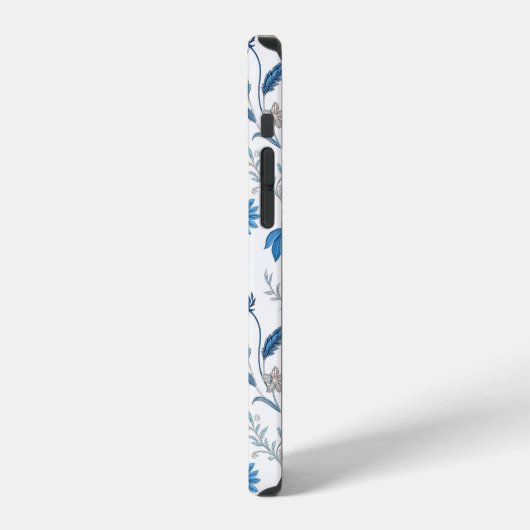 Chinoiserie Blue Echinacea Pattern iPhoneケース (左側面)