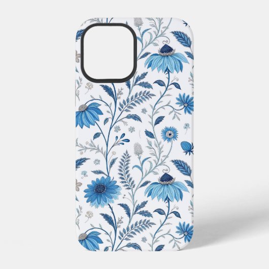 Chinoiserie Blue Echinacea Pattern iPhoneケース (裏面)