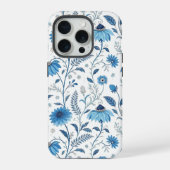 Chinoiserie Blue Echinacea Pattern iPhoneケース (裏面)