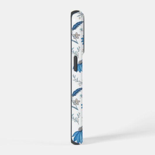 Chinoiserie Blue Echinacea Pattern iPhoneケース (右側面)