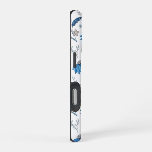 Chinoiserie Blue Echinacea Pattern iPhoneケース (右側面)