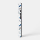 Chinoiserie Blue Echinacea Pattern iPhoneケース (左側面)
