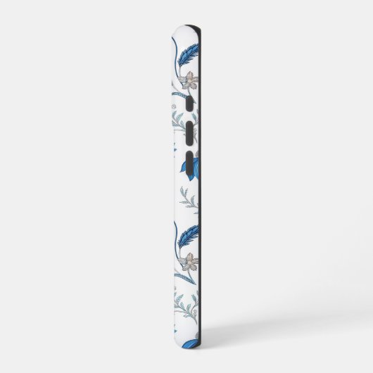 Chinoiserie Blue Echinacea Pattern iPhoneケース (左側面)