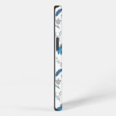 Chinoiserie Blue Echinacea Pattern iPhoneケース (右側面)