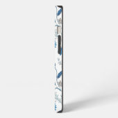 Chinoiserie Blue Echinacea Pattern iPhoneケース (左側面)