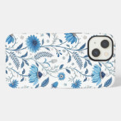 Chinoiserie Blue Echinacea Pattern iPhoneケース (裏面横)