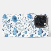Chinoiserie Blue Echinacea Pattern iPhoneケース (裏面横)