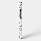 Chinoiserie Blue Echinacea Pattern iPhoneケース (左側面)