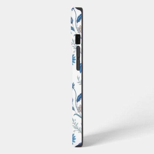 Chinoiserie Blue Echinacea Pattern iPhoneケース (左側面)