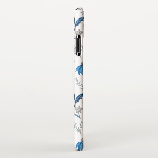 Chinoiserie Blue Echinacea Pattern iPhoneケース (右側)