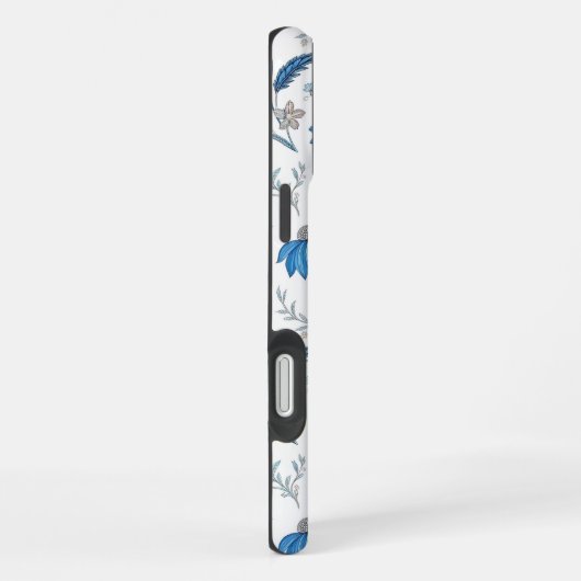 Chinoiserie Blue Echinacea Pattern iPhoneケース (右側面)