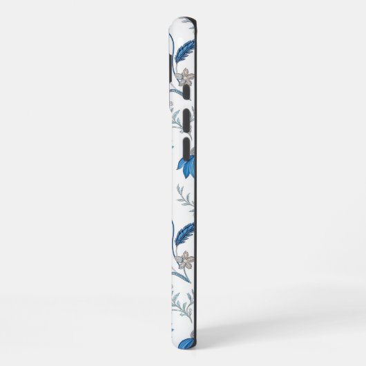 Chinoiserie Blue Echinacea Pattern iPhoneケース (左側面)