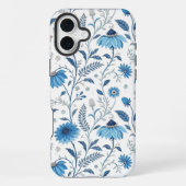 Chinoiserie Blue Echinacea Pattern iPhoneケース (裏面)
