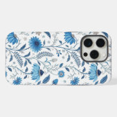 Chinoiserie Blue Echinacea Pattern iPhoneケース (裏面横)