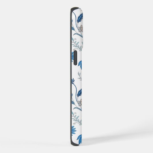 Chinoiserie Blue Echinacea Pattern iPhoneケース (右側面)