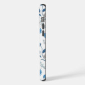 Chinoiserie Blue Echinacea Pattern iPhoneケース (左側面)